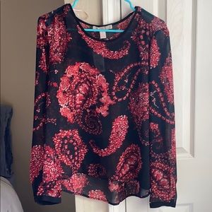Forever21 Black and Red Floral Blouse